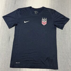 Nike T-shirt Men S Navy Blue USA National Soccer Team Athletic Cut Dri-Fit Gym